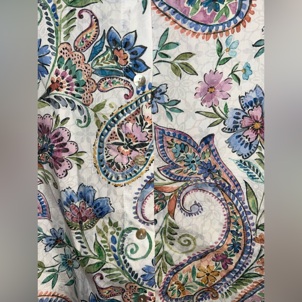 🔥 Alfred Dunner Multicolor Floral Paisley Button Down Shirt size XL - Picture 5 of 12